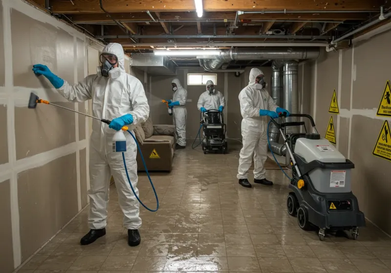 Basement Moisture Removal and Structural Drying process in Lincoln, ME